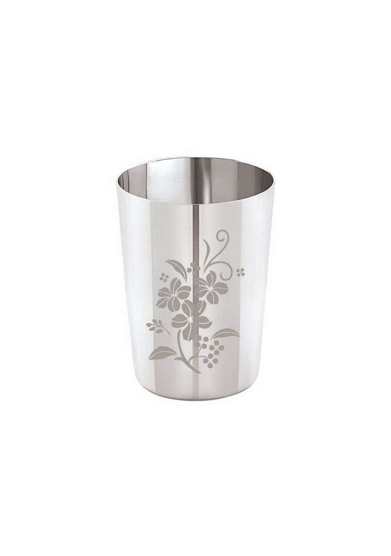 neelam Stainless Steel 7 22 Gauge Lazer Etching Glass | 400 ml | 13.5 fl oz | 6-Piece Set - Indya