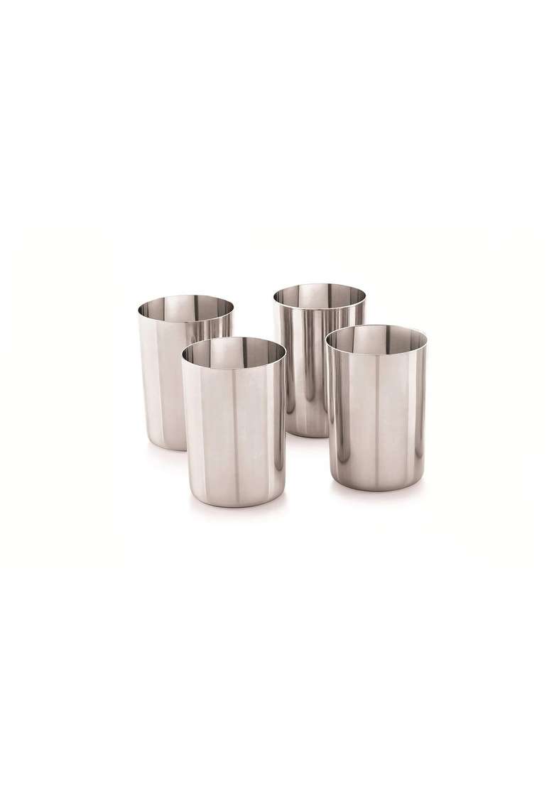 neelam Stainless Steel 7.5 22 Gauge Prm Amarpali Glass | 500 ml | 16.9 fl oz | 4-Piece Set - Indya