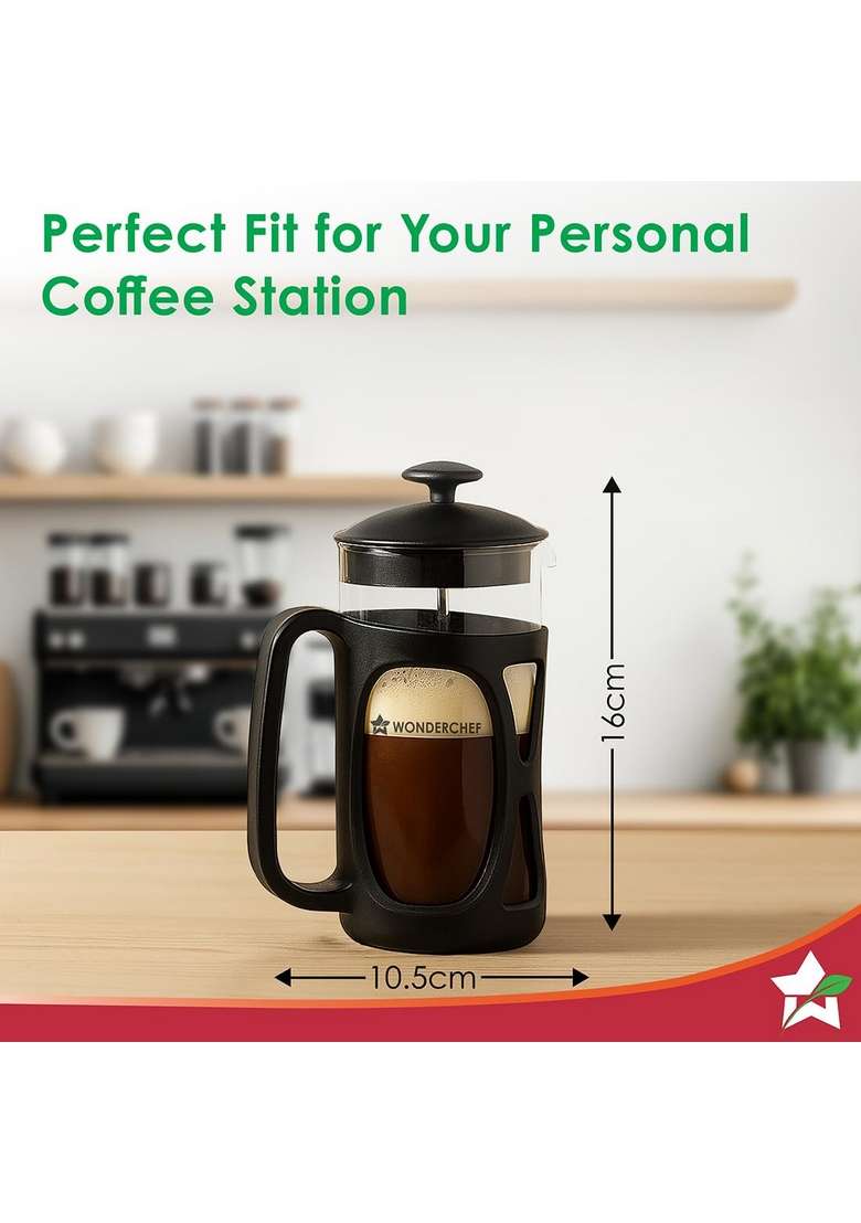 Wonderchef French Press Coffee Maker | 350 ml | 11.8 fl oz - Indya