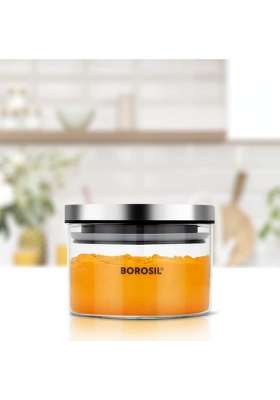 Borosil Classic Glass Jar with Airtight Stainless Steel Lid | 300 ml | 10.1 fl oz | Dishwasher Safe | Microwave Safe