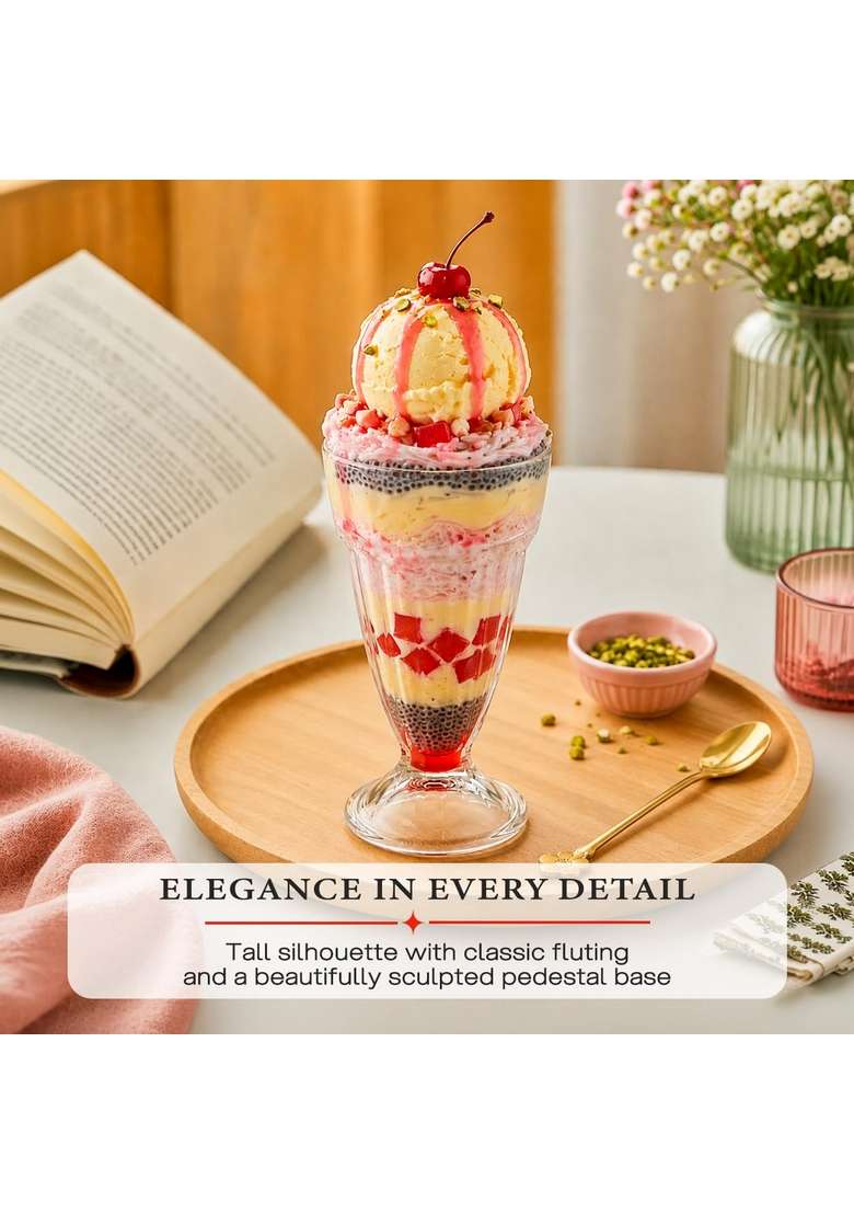 CELLO Falooda Glass Pcs | 300 ml | 10.1 fl oz | 6-Piece Set | Dishwasher Safe | Lead Free - Indya