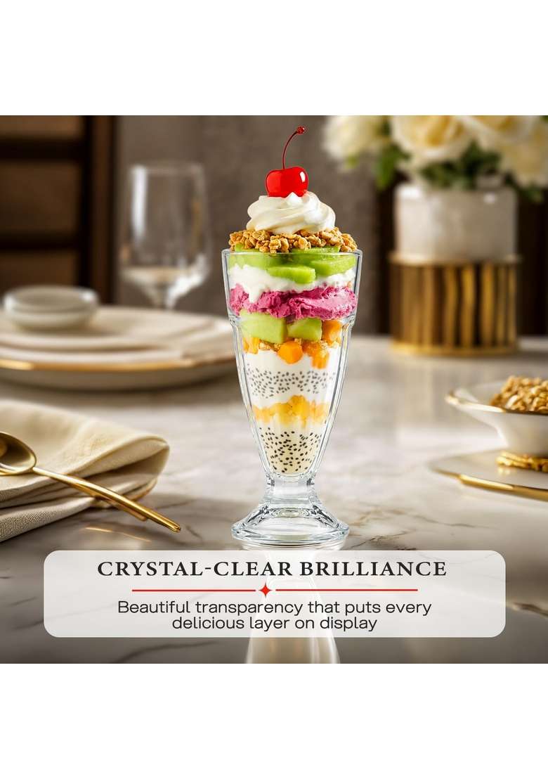 CELLO Falooda Glass Pcs | 300 ml | 10.1 fl oz | 6-Piece Set | Dishwasher Safe | Lead Free - Indya