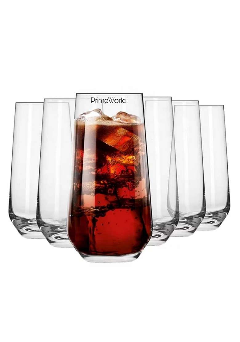 PrimeWorld European Diamond Crystal Clear Glasses Pcs | 300 ml | 10.1 fl oz | 6-Piece Set | Lead Free - Indya