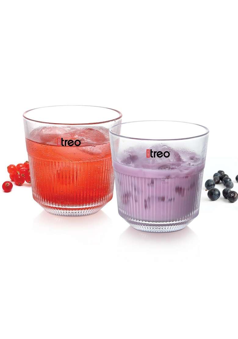 Treo By Milton Aurora Juice Tumbler I Premium Glass | 250 ml | 8.5 fl oz | 6-Piece Set - Indya