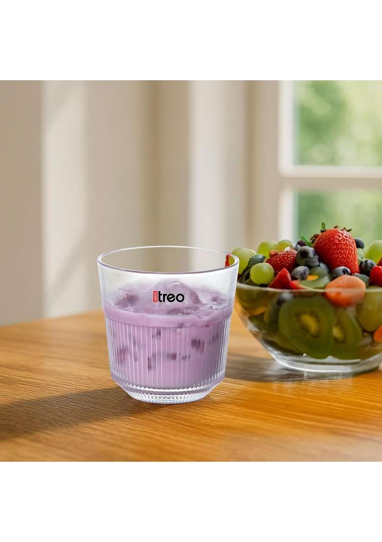 Treo By Milton Aurora Juice Tumbler I Premium Glass | 250 ml | 8.5 fl oz | 6-Piece Set - Indya