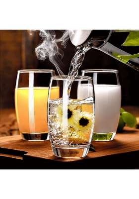 PrimeWorld European Barrel Plain Clear Water Glasses Pcs | 300 ml | 10.1 fl oz | 6-Piece Set | Lead Free