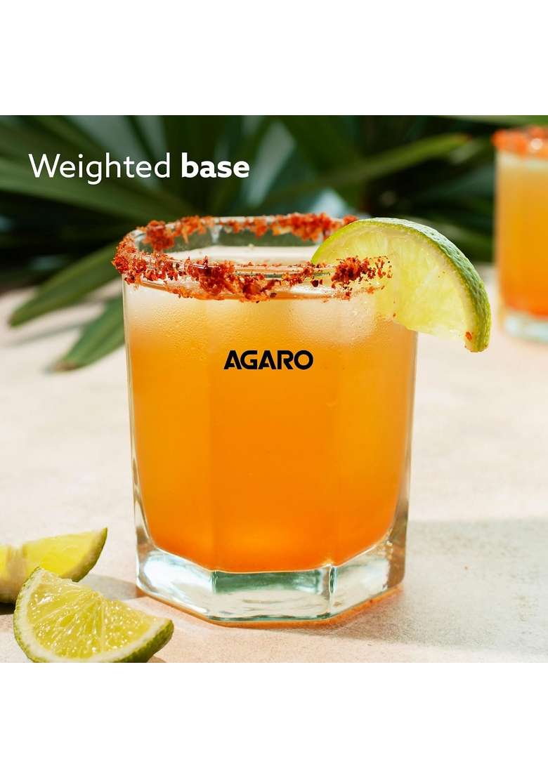AGARO Elegant Octagonal Glass | 200 ml | 6.8 fl oz | 6-Piece Set - Indya