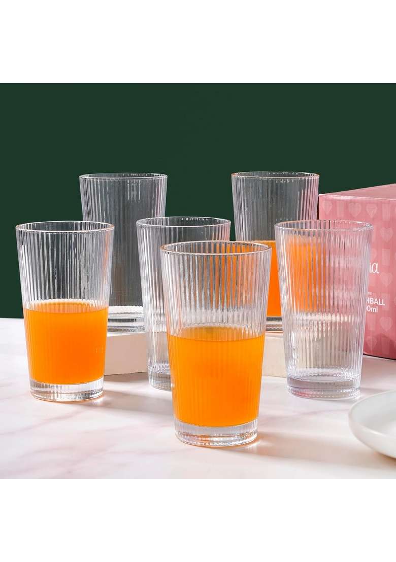 Nestasia Transparent Juice Glasses | 300 ml | 10.1 fl oz | 6-Piece Set - Indya