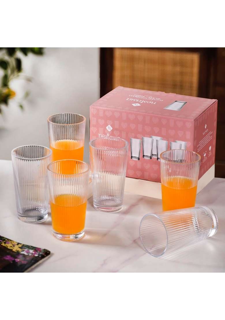 Nestasia Transparent Juice Glasses | 300 ml | 10.1 fl oz | 6-Piece Set - Indya