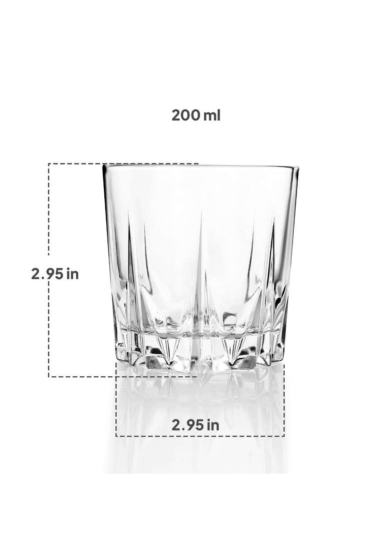 CELLO Estonia Glass Pcs | 200 ml | 6.8 fl oz | 6-Piece Set | Dishwasher Safe | Lead Free - Indya