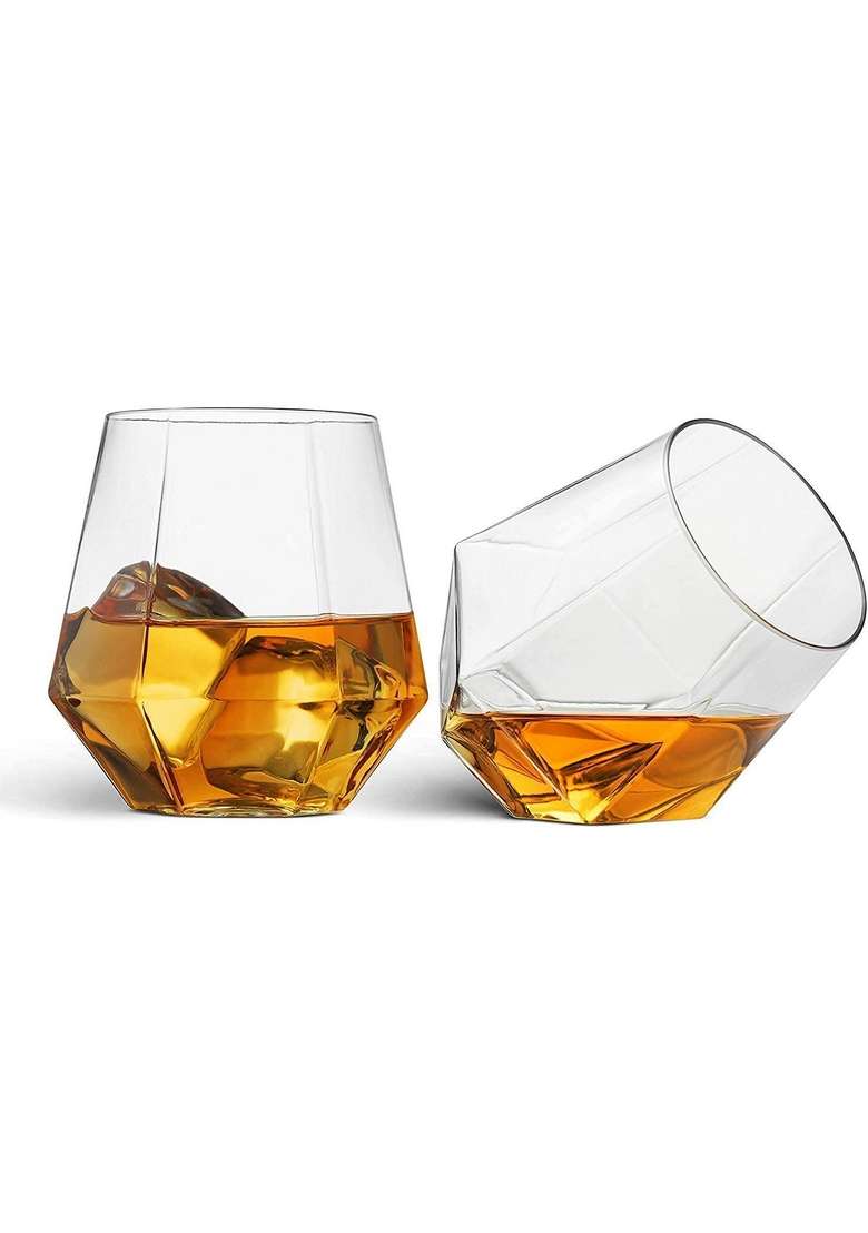 PrimeWorld Aqua Old Fashioned Glass Glasses Pcs Modern Ideal Glasses for Rocks | 300 ml | 10.1 fl oz | 6-Piece Set - Indya