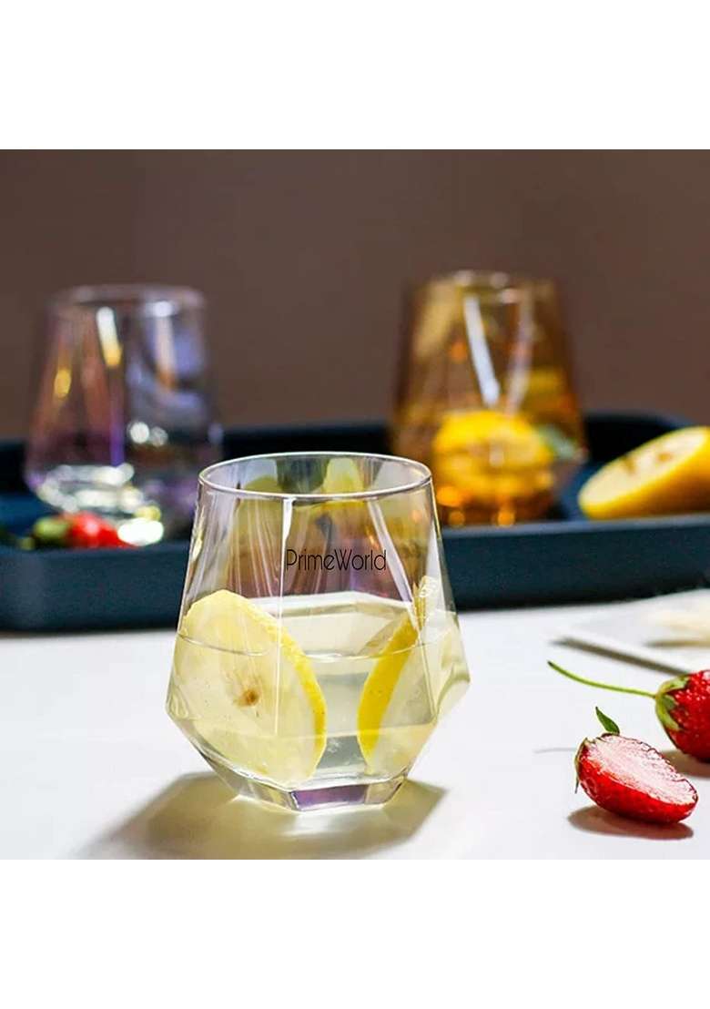 PrimeWorld Aqua Old Fashioned Glass Glasses Pcs Modern Ideal Glasses for Rocks | 300 ml | 10.1 fl oz | 6-Piece Set - Indya