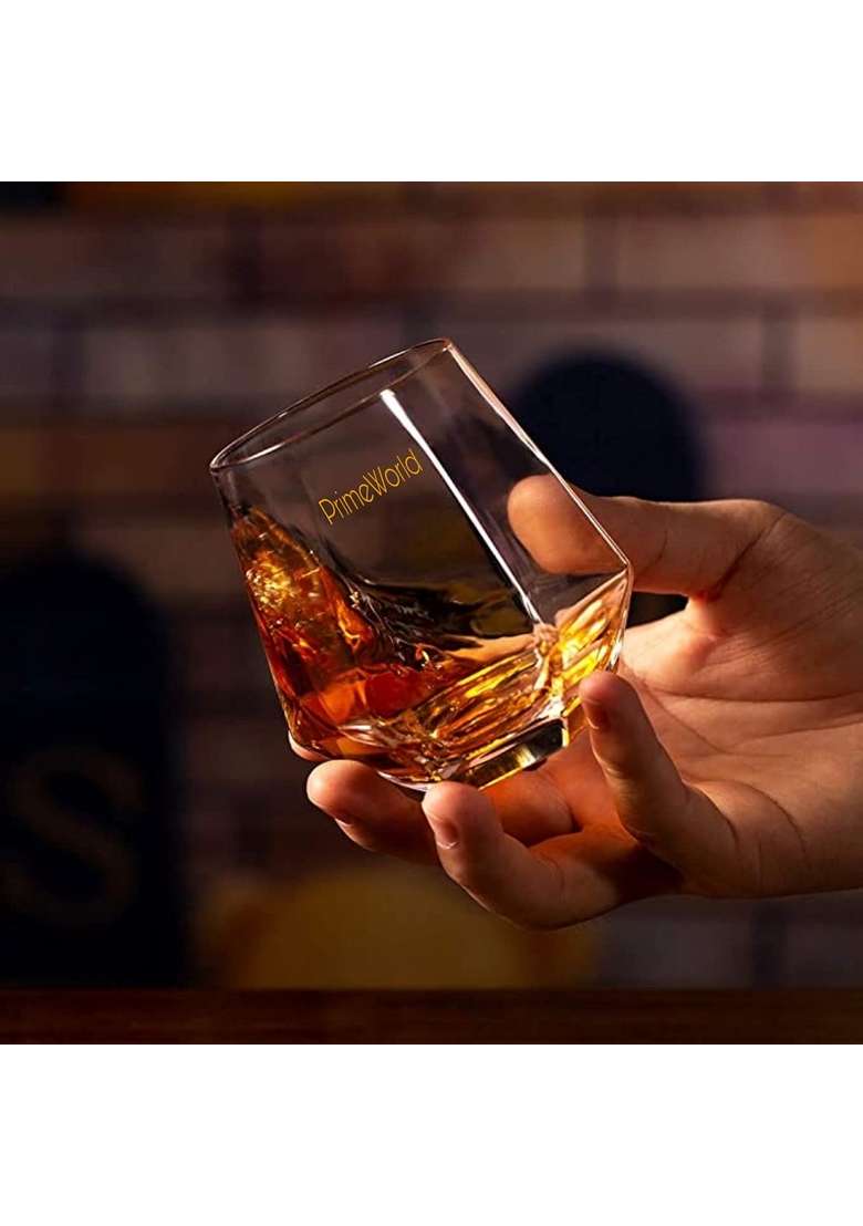 PrimeWorld Aqua Old Fashioned Glass Glasses Pcs Modern Ideal Glasses for Rocks | 300 ml | 10.1 fl oz | 6-Piece Set - Indya