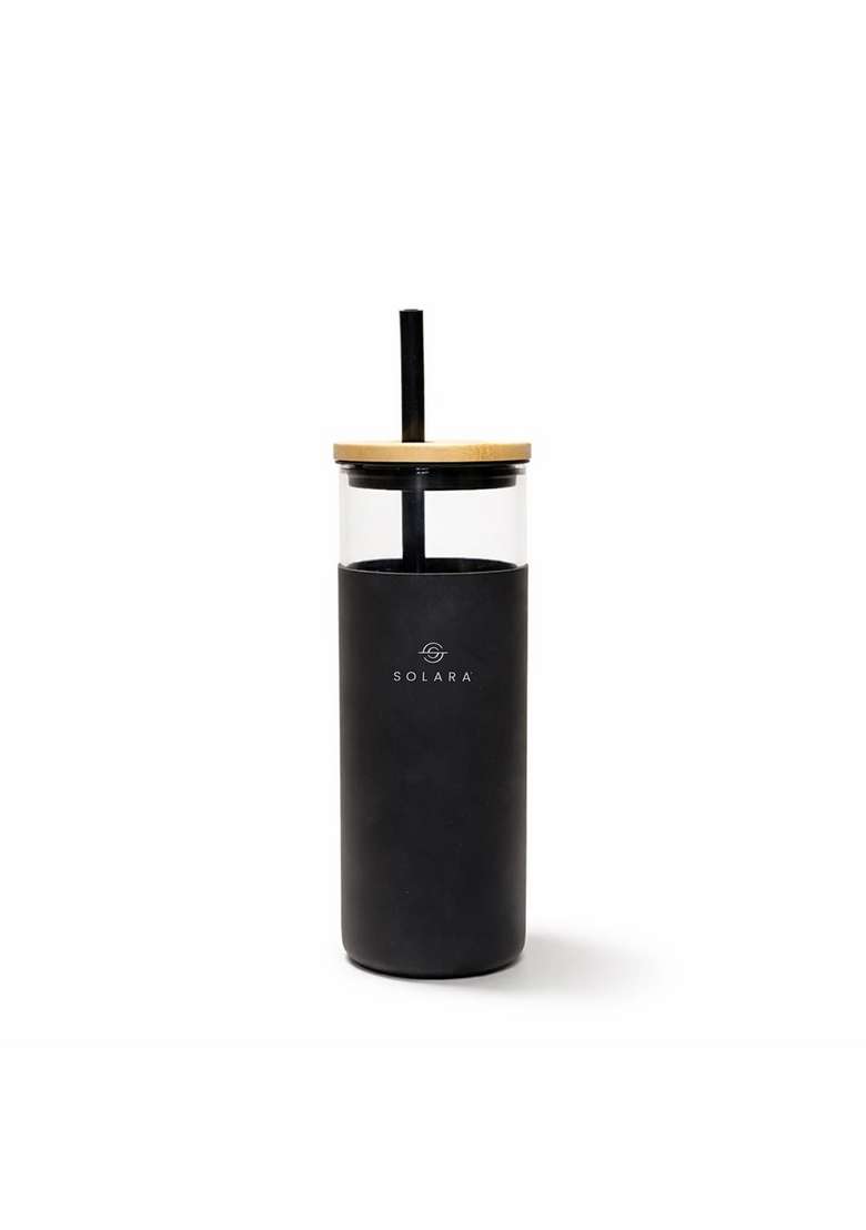 SOLARA Glass Tumbler with Bamboo Lid | 500 ml | 16.9 fl oz - Indya