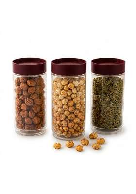 CELLO Modustack Glassy Storage Jars for Kitchen Pcs | 1000 ml | 33.8 fl oz | 3-Piece Set | Lead Free