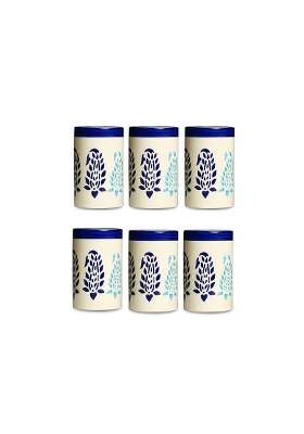 Caffeine Ceramic Handmade Blue Boota Water Glass | 300 ml | 10.1 fl oz | 6-Piece Set