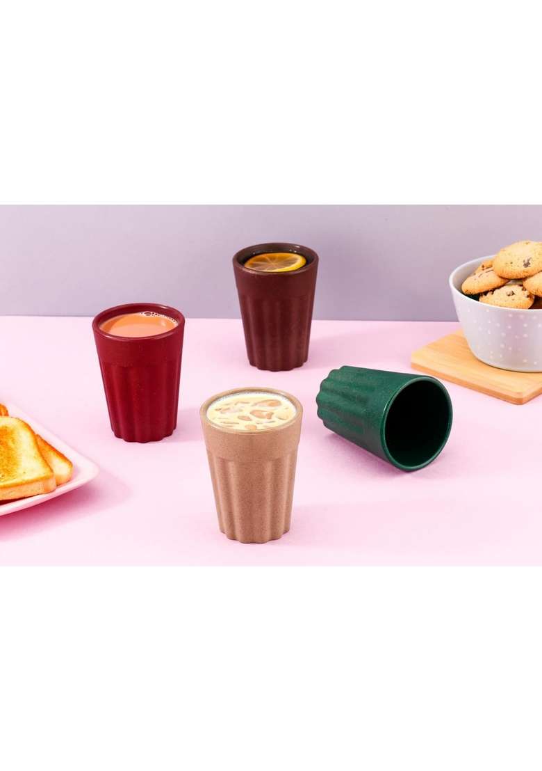 Clazkit Earth-Friendly Cutting Chai Cups | 100 ml | 3.4 fl oz | 4-Piece Set | Microwave Safe - Indya