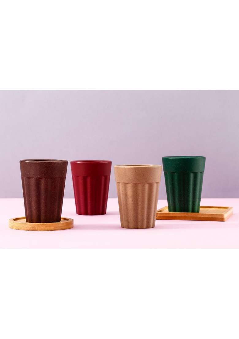 Clazkit Earth-Friendly Cutting Chai Cups | 100 ml | 3.4 fl oz | 4-Piece Set | Microwave Safe - Indya
