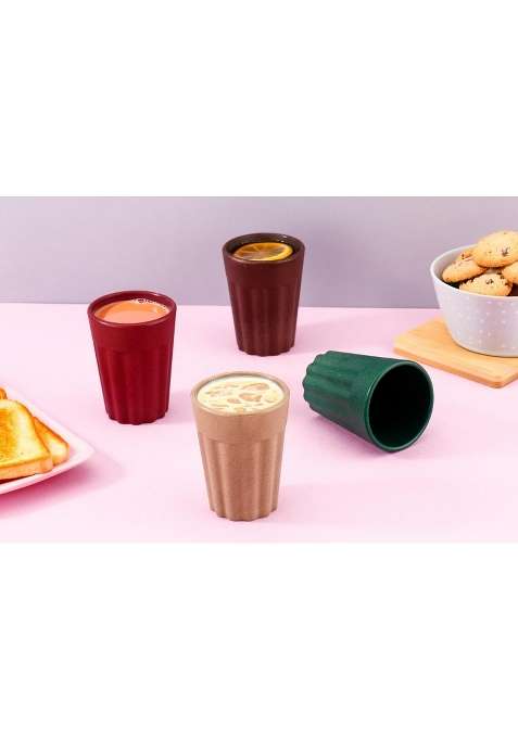 Clazkit Earth-Friendly Cutting Chai Cups | 100 ml | 3.4 fl oz | 4-Piece Set | Microwave Safe
