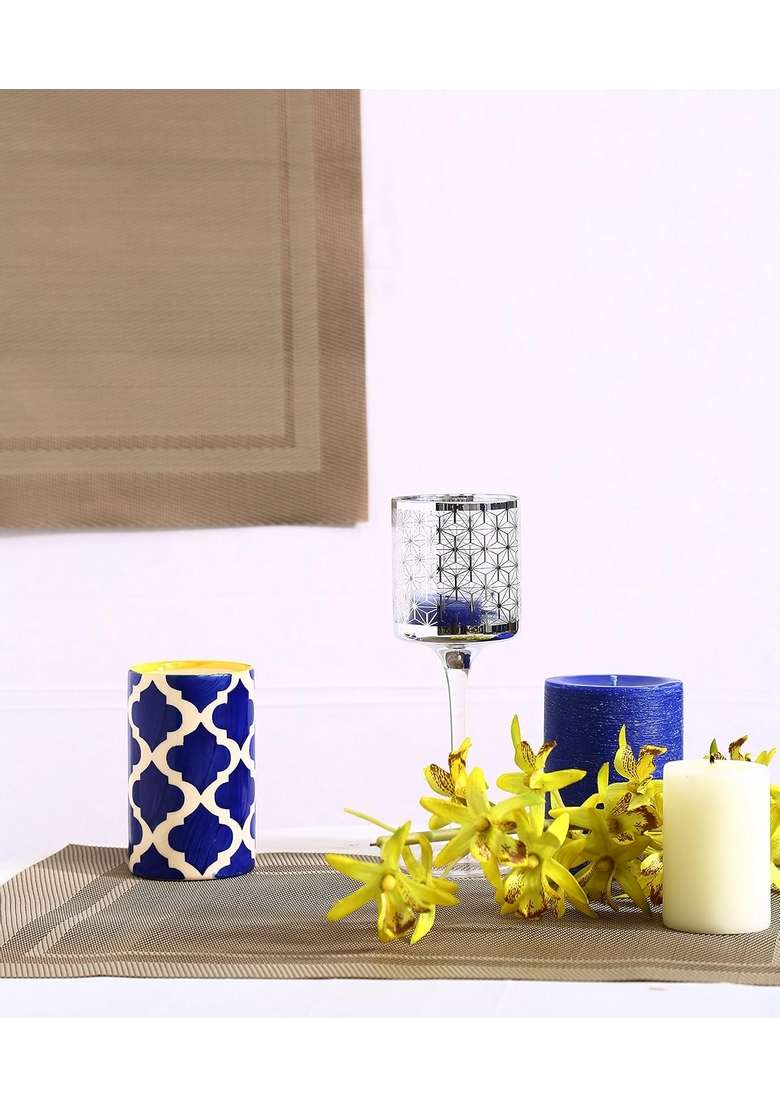Caffeine Ceramic Stoneware Handmade Blue Umrao Water Glass | 300 ml | 10.1 fl oz - Indya