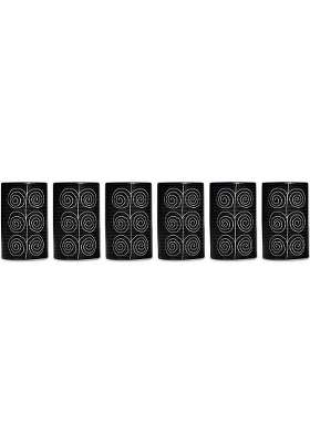 Caffeine Ceramic Stoneware Handmade Black Doodle Water Glass | 300 ml | 10.1 fl oz | 6-Piece Set