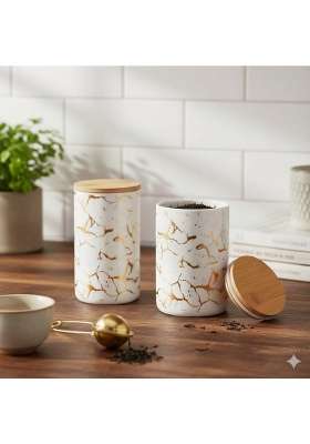 The Better Home Ceramic Glass Jars for Kitchen Storage | 1000 ml | 33.8 fl oz | Pack of 2