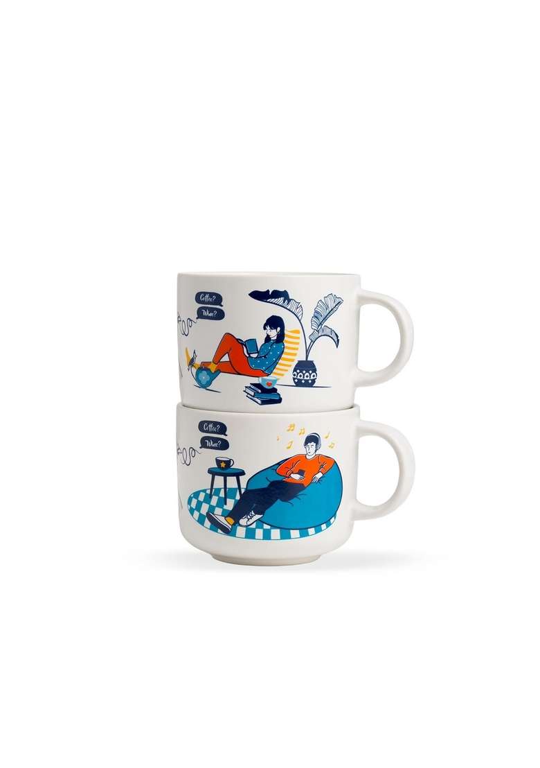 Shay Ceramic Couple Mug Set | 350 ml | 11.8 fl oz | 2-Piece Set - Indya