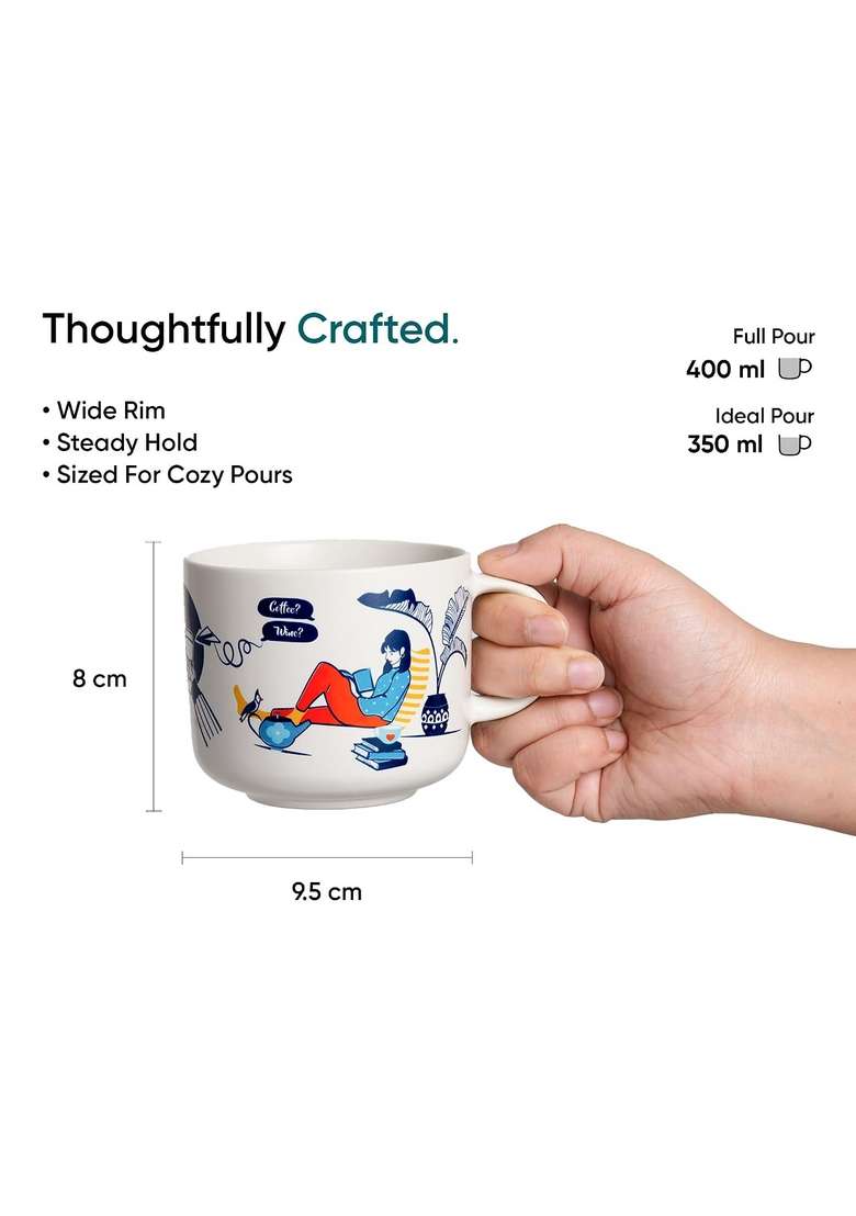 Shay Ceramic Couple Mug Set | 350 ml | 11.8 fl oz | 2-Piece Set - Indya