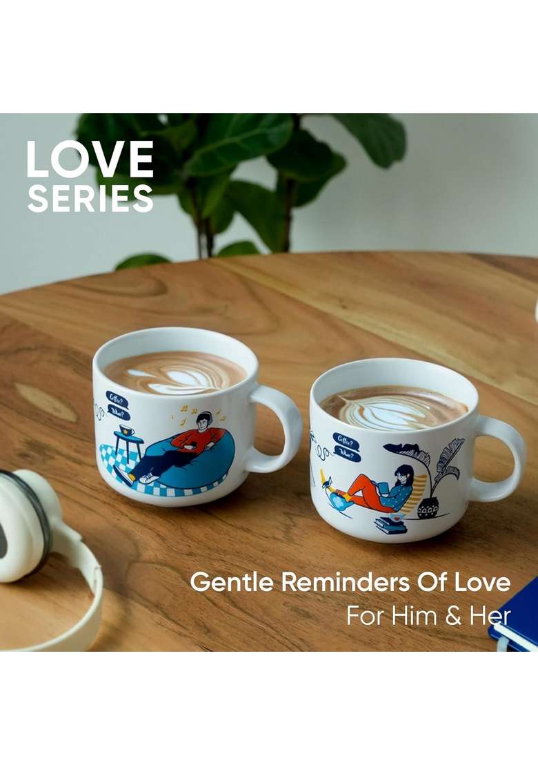 Shay Ceramic Couple Mug Set | 350 ml | 11.8 fl oz | 2-Piece Set - Indya
