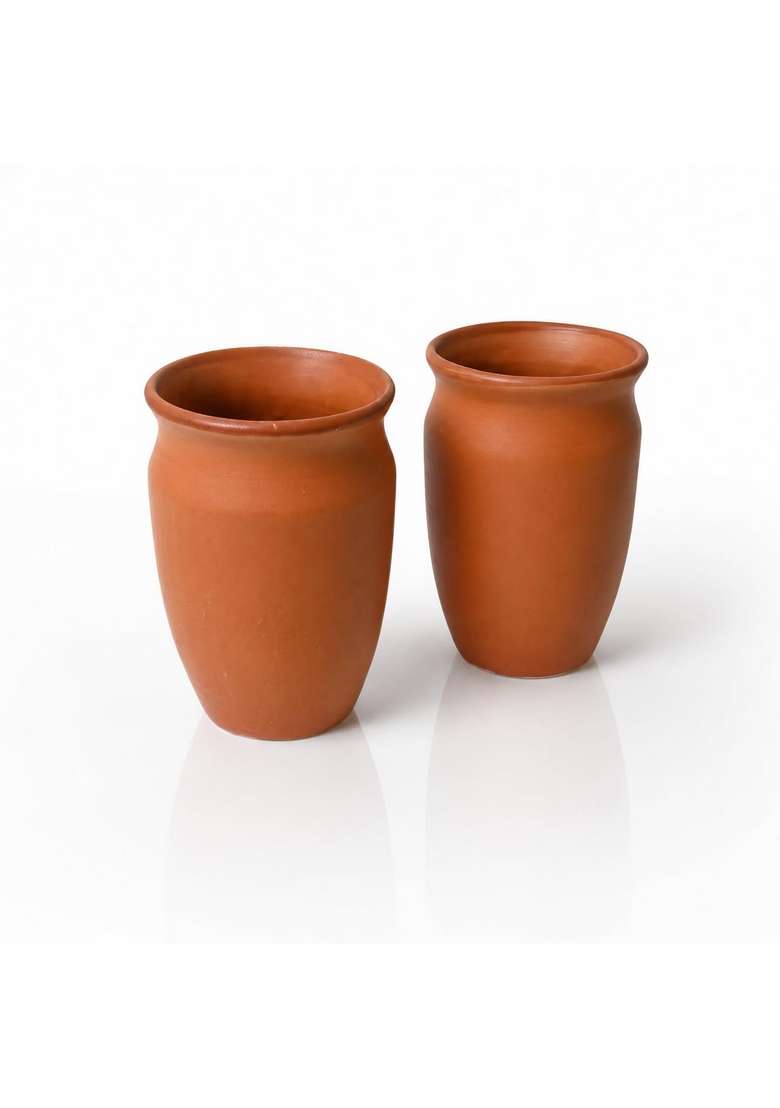 KALAKRITI Natural Terracotta Drinking Tumbler | 500 ml | 16.9 fl oz | Pack of 4 | Handcrafted - Indya