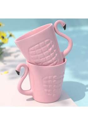 The Earth Store Pink Flamingo Ceramic Coffee Mug Set | 320 ml | 10.8 fl oz | 2-Piece Set | Microwave Safe