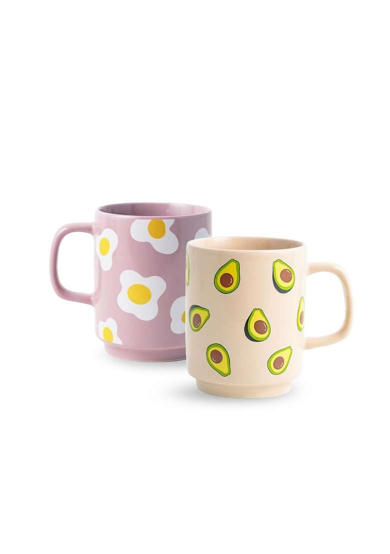 Shay Ceramic Mug | 300 ml | 10.1 fl oz | Pack of 2 | Microwave Safe - Indya