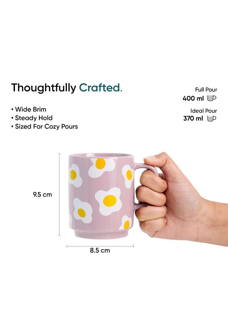 Shay Ceramic Mug | 300 ml | 10.1 fl oz | Pack of 2 | Microwave Safe - Indya