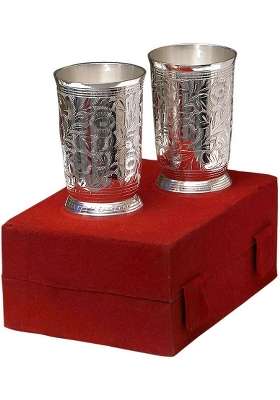 JAIPUR ACE Silver Plated Brass Water Glasses Pieces | 2-Piece Set