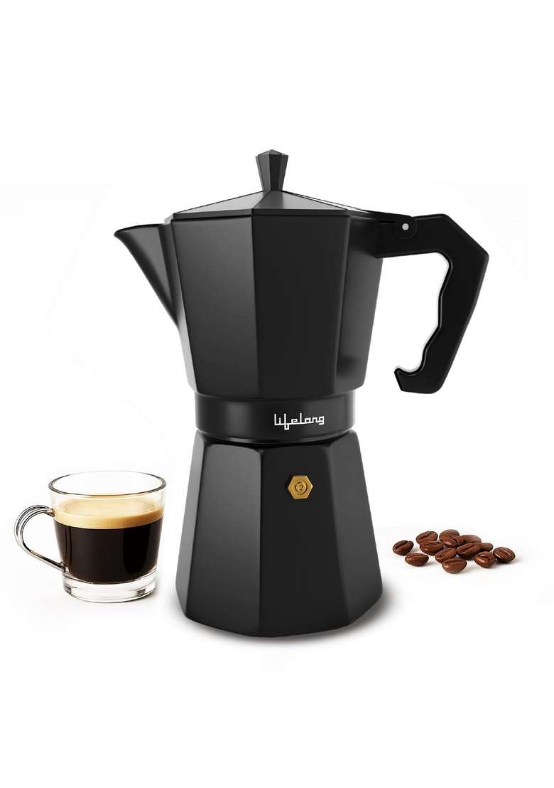 Lifelong -1 Moka Pot Coffee Maker | 300 ml | 10.1 fl oz | Induction Compatible - Indya
