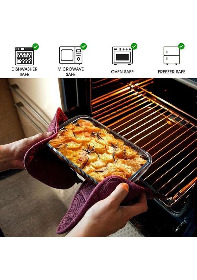 PrimeWorld Borosilicate Glass Baking Dish | 1.6 L | 1.7 Qt | 3-Piece Set | BPA Free | Microwave Safe - Indya