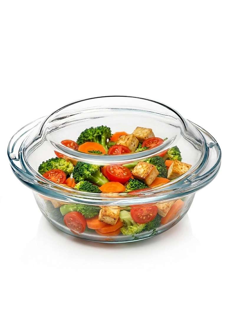 AGARO Elite Borosilicate Glass Casserole with Lid | 1500 ml | 50.7 fl oz | Dishwasher Safe | Microwave Safe - Indya