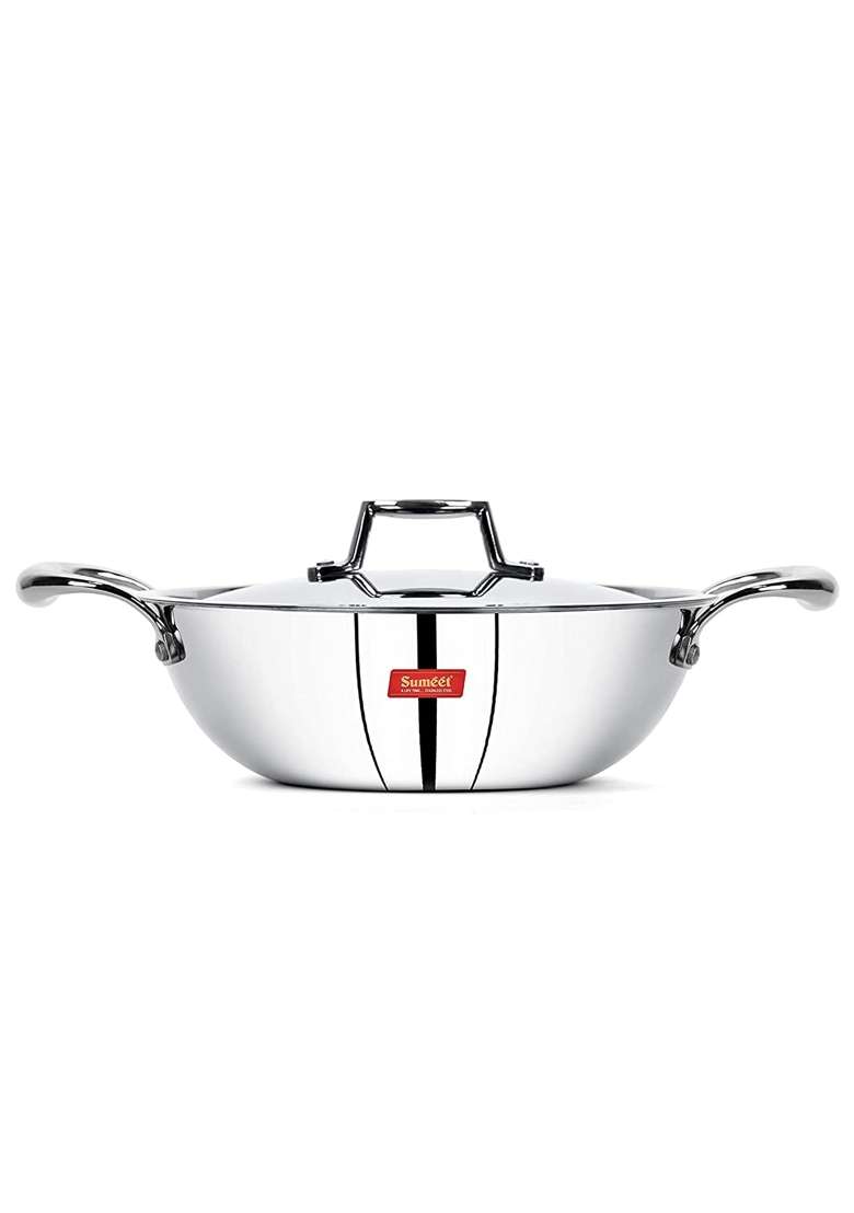 Sumeet Cook Smart TriPly Steel-Aluminium-Steel | 1.5 L | 1.6 Qt | 20 cm | 7.9 Inch | With Lid - Indya