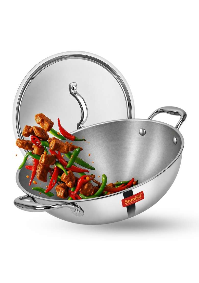 Sumeet Cook Smart TriPly Steel-Aluminium-Steel | 2.5 L | 2.6 Qt | 24 cm | 9.4 Inch | With Lid - Indya