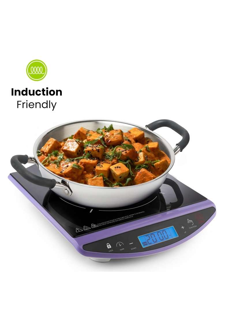 Allo Triply Stainless Steel Kadhai Wok with Handles | 3 L | 3.2 Qt | 26 cm | 10.2 Inch | Induction Compatible | Non-Stick - Indya