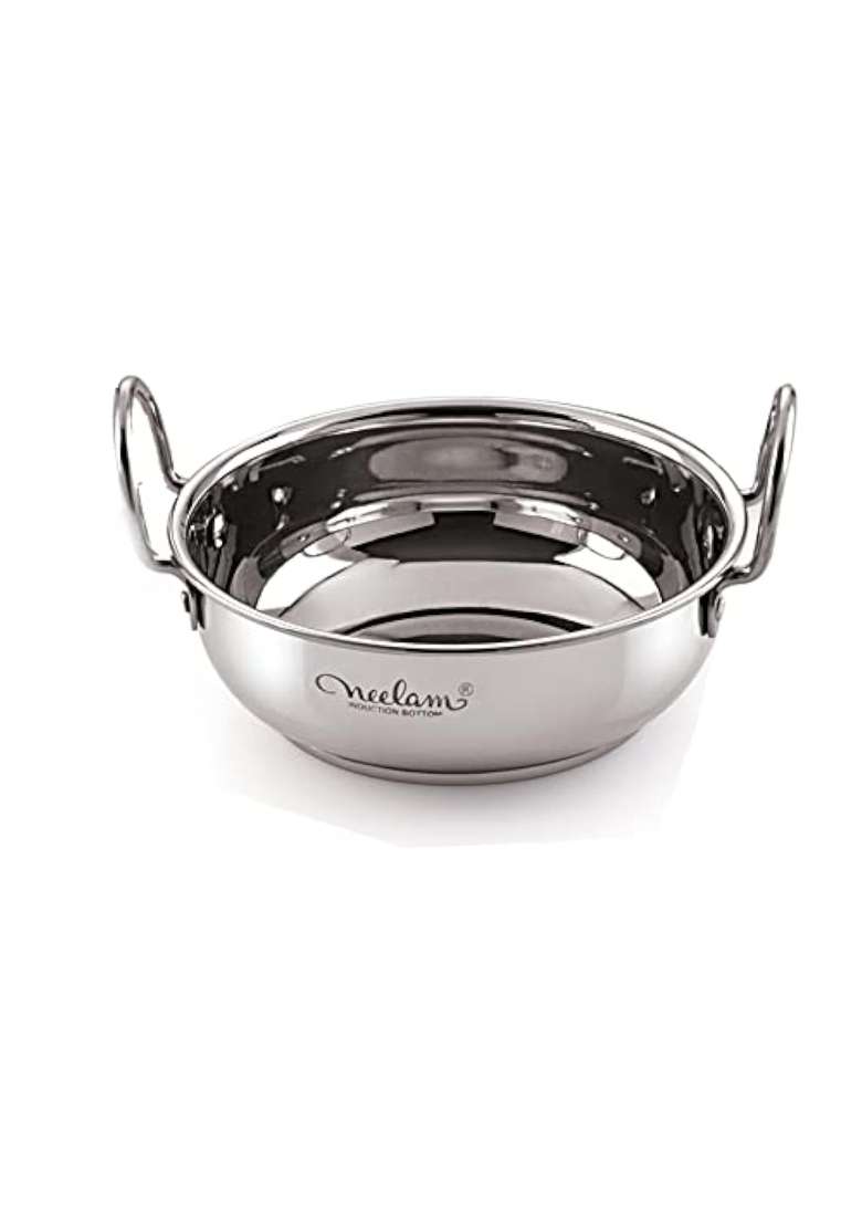 neelam Stainless Steel Induction Bottom Kadai Wok | 1.5 L | 1.6 Qt - Indya
