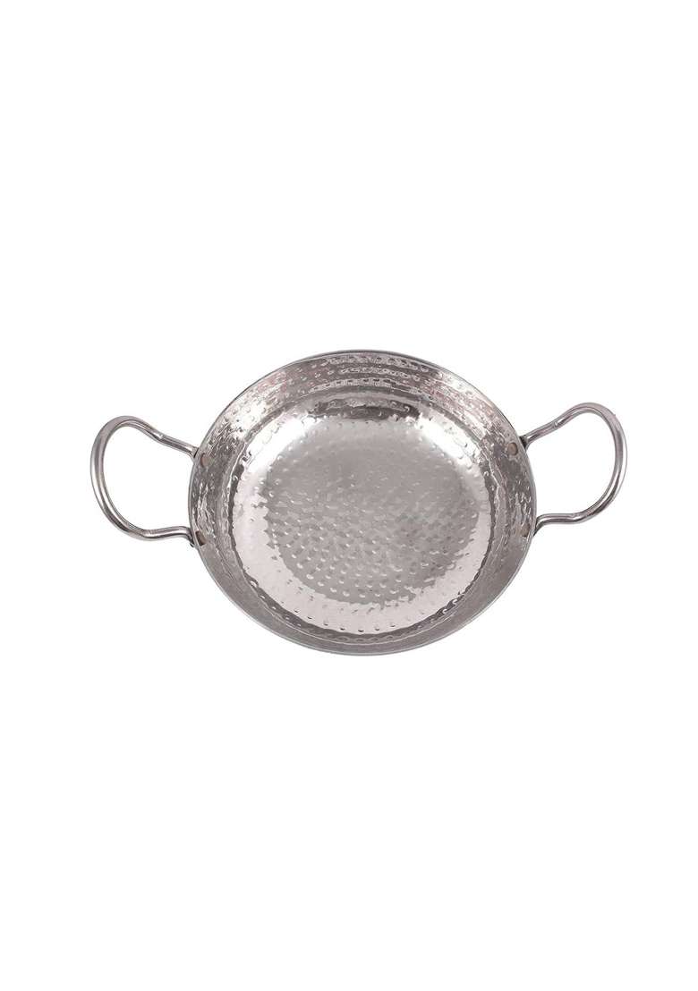 KITCHEN SHOPEE Sandwich Bottom Heavy Guage Stainless Steel Kadhai Wok Cookware | 2500 ml | 84.5 fl oz - Indya