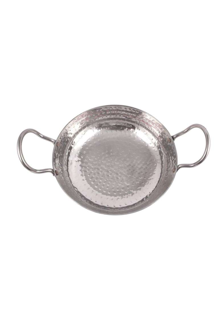 KITCHEN SHOPEE Sandwich Bottom Heavy Guage Stainless Steel Kadhai Wok Set | 1500 ml | 50.7 fl oz | Pack of 2 - Indya
