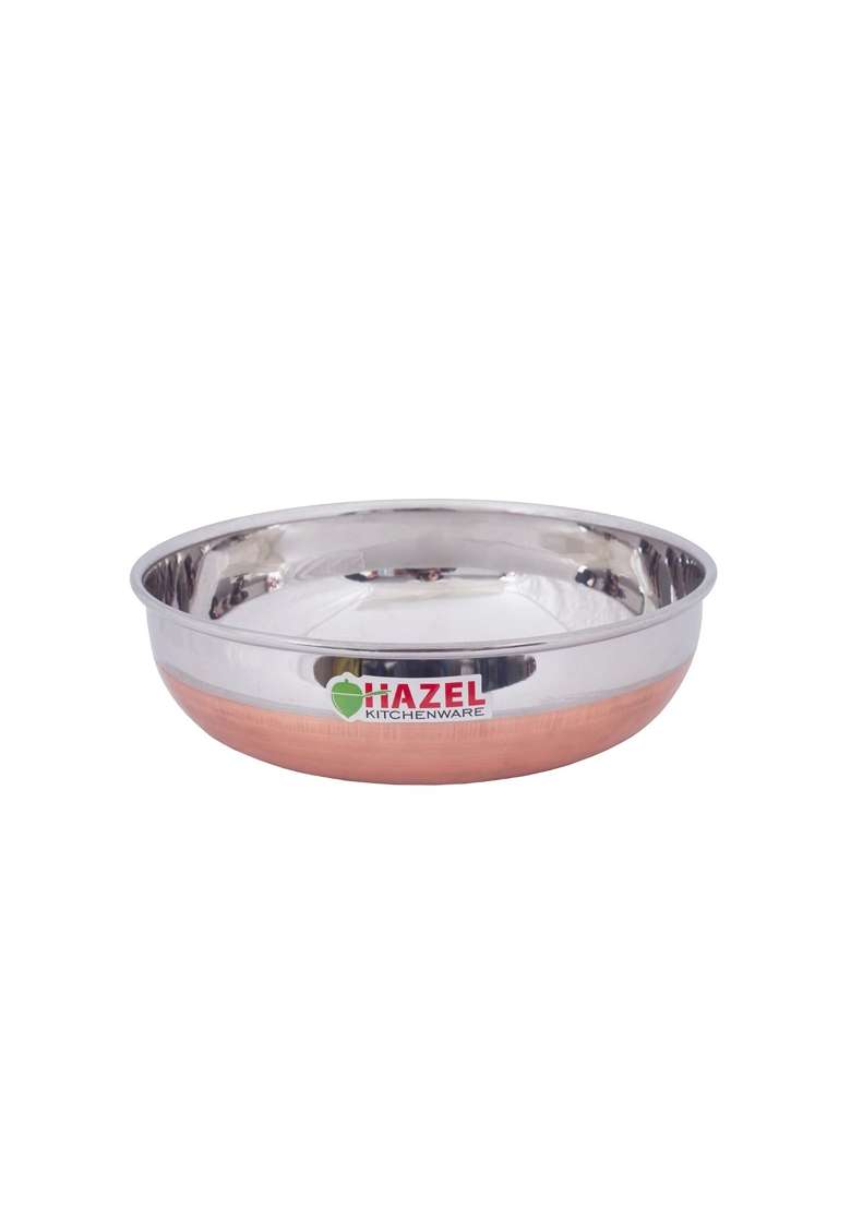 HAZEL Stainless Steel Kadai Wok Without Handle | 1.8 L | 1.9 Qt - Indya