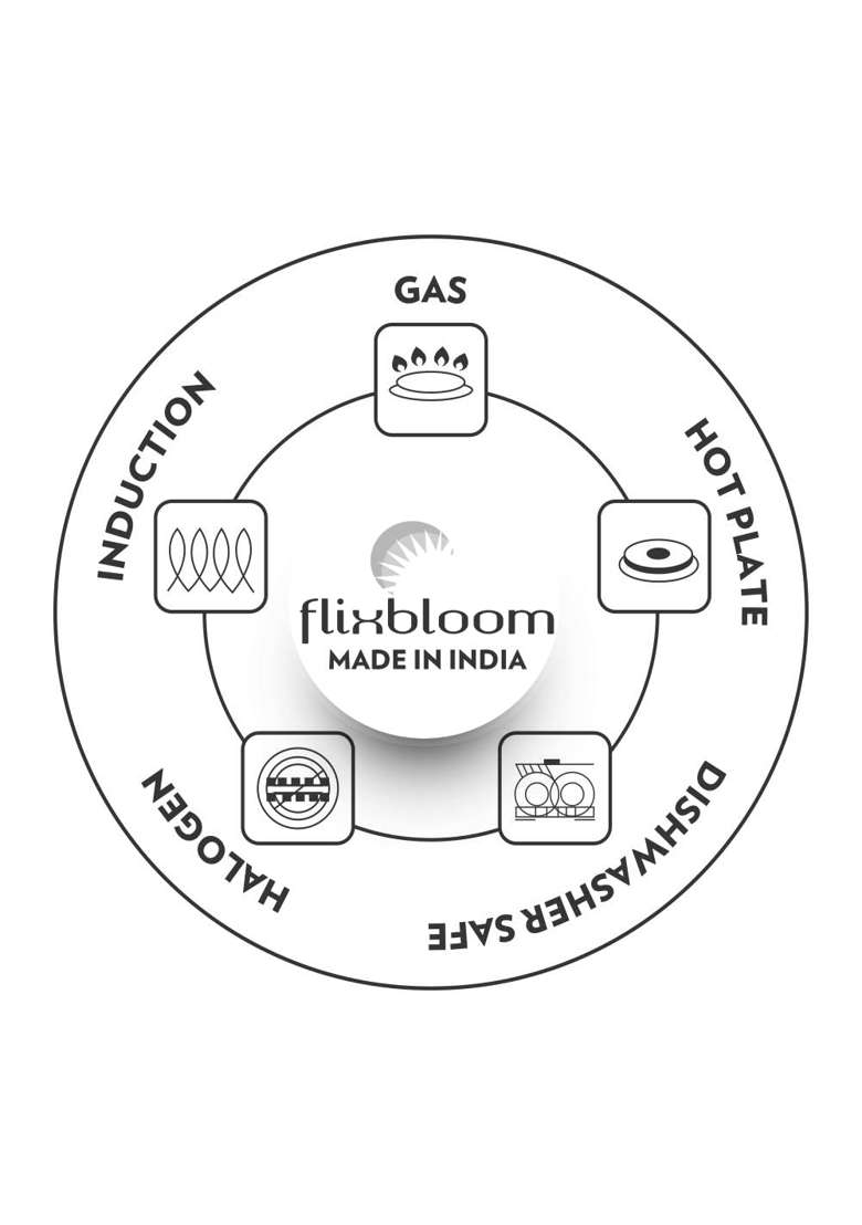 FLIXBLOOM Perfect Stainless Steel Induction Stovetop Compatible Extra Deep Cookware Kadai Wok | 3.5 L | 3.7 Qt | Tri-Ply - Indya