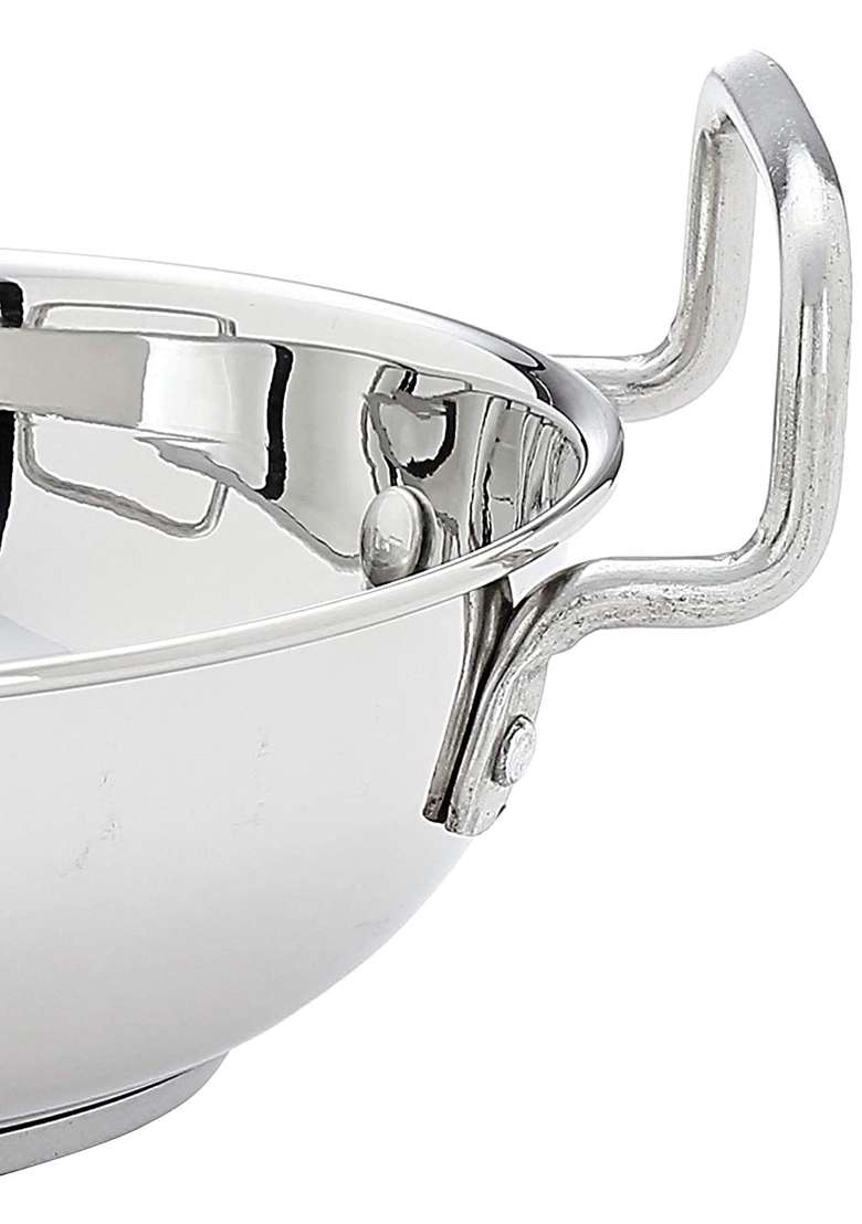 Bartan Star Steel Stainless Induction Base Kadai Wok for Cooking | 1500 ml | 50.7 fl oz - Indya