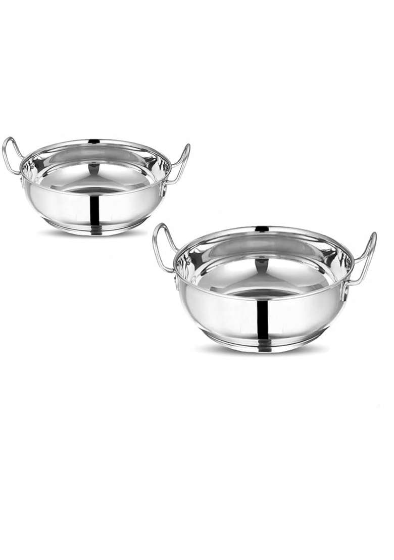 Bartan Star Steel Stainless Induction Base Kadai Wok for Cooking | 1000 ml | 33.8 fl oz - Indya