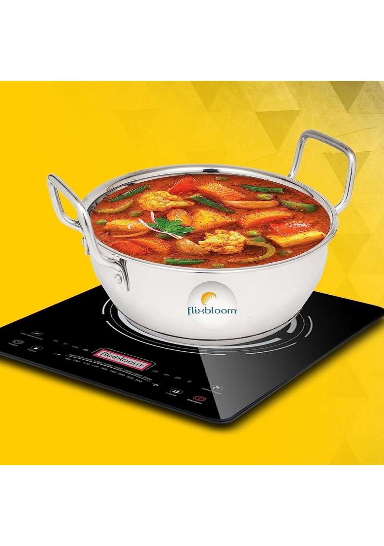 FLIXBLOOM Special Stainless Steel Induction Base Cookware Sets Combo Kitchen Utensils Set | 3.5 L | 3.7 Qt | Pack of 2 - Indya