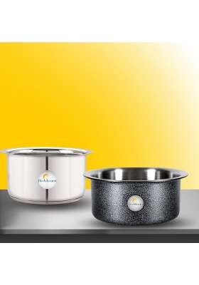 FLIXBLOOM Finest Stainless Steel Hard Anodised Combo Utensils Cookware Sets Induction | 4 L | 4.2 Qt