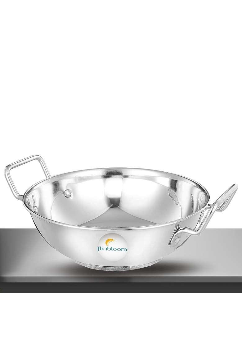 FLIXBLOOM Finest Stainless Steel Combo Gift Utensils Cookware Nduction and LPG Friendly | 3.5 L | 3.7 Qt | 2-Piece Set - Indya